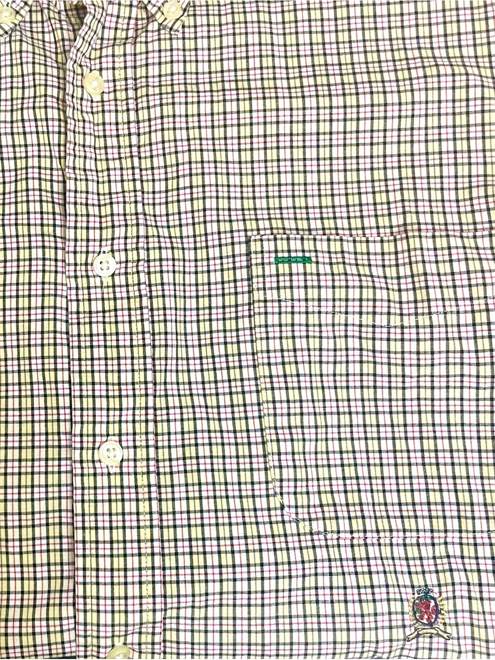 Vintage Tommy Hilfiger Y2K Yellow Plaid Button Down Long Sleeve Shirt Fall EUC